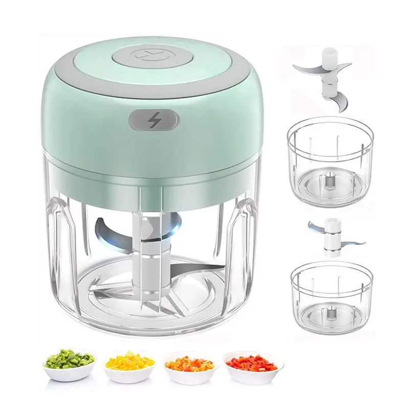Electric Garlic Chopper Portable Veggie Chopper with 100 ml Spoon Garlic Grinder Masher Onion Chopper Blender to Vegetable 6