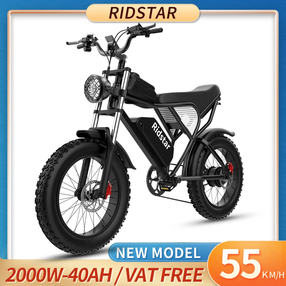 Ridstar Q20 Electric Bike 2000w 48v 40ah Waterproof Powerful Dual Motor 20*4.0 Fat Tire For Mountain Electric Bicycle For Adult - Electric Bicycle 