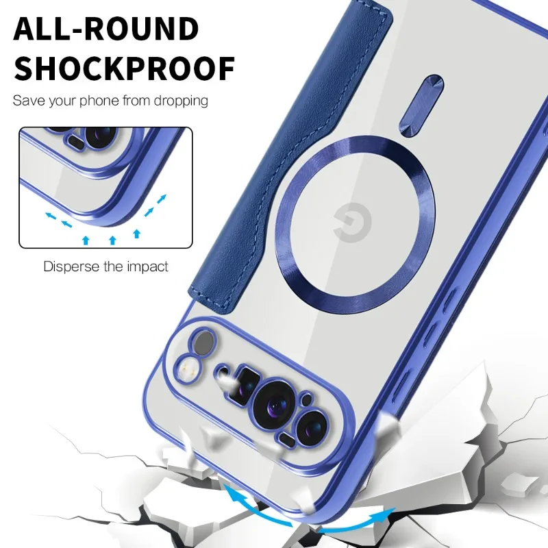 Luxury TPU Flip Card Holder Leather Phone Case with MagSafe Magnetic Wireless Charging Feature