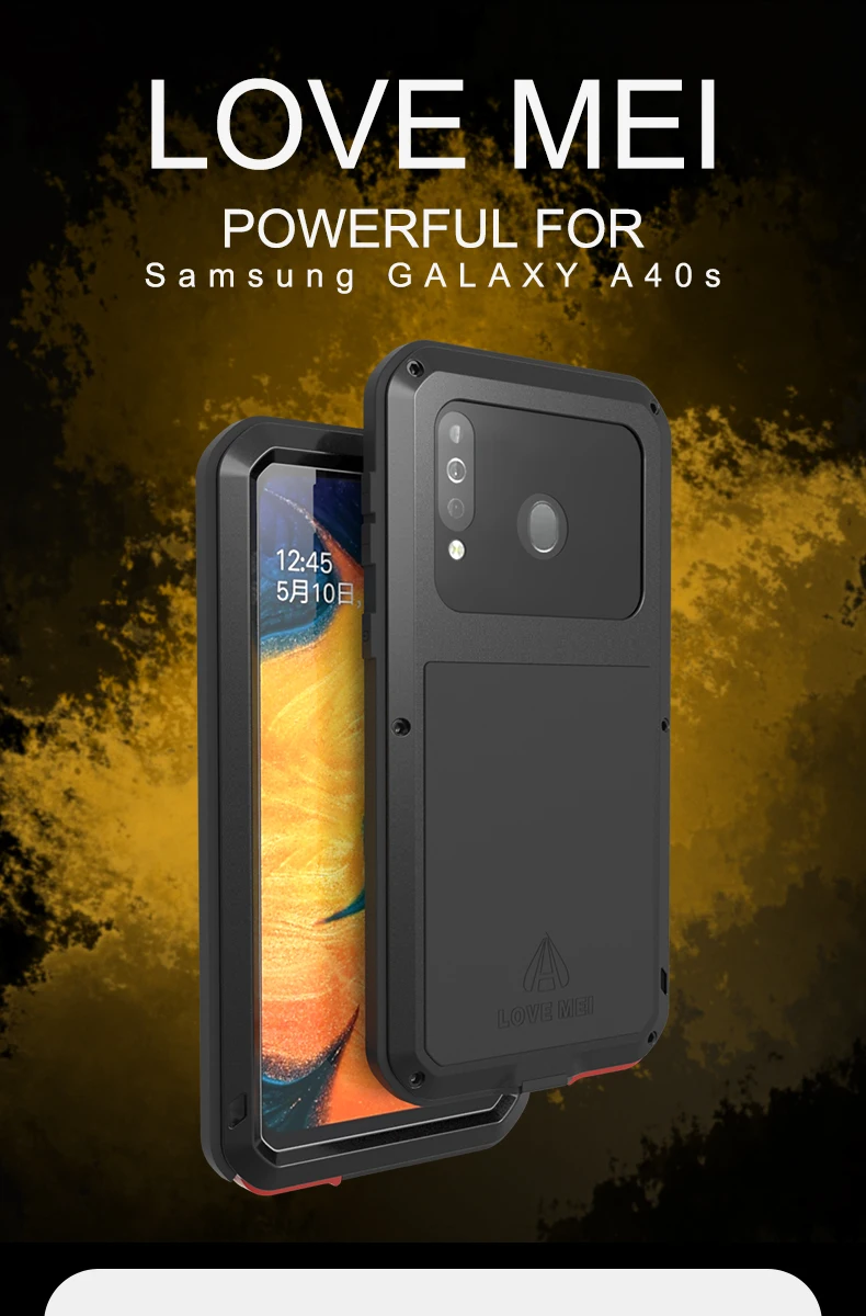 

Тяжелый защитный чехол для телефона Samsung Galaxy A40S Love Mei мощный ударопрочный грязеотталкивающий водонепроницаемый металлический армированный чехол для Galaxy A40s