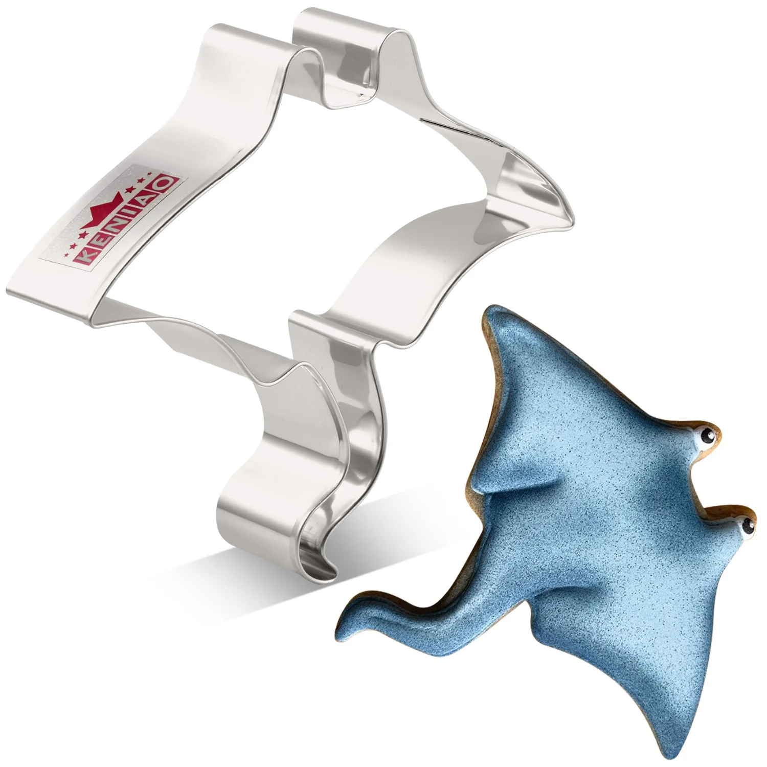 KENIAO Ocean Creatures Manta Cookie Cutter-11.4 cm-Under the Sea Biscuit Fondant Sandwich Bread Mold -Stainless Steel