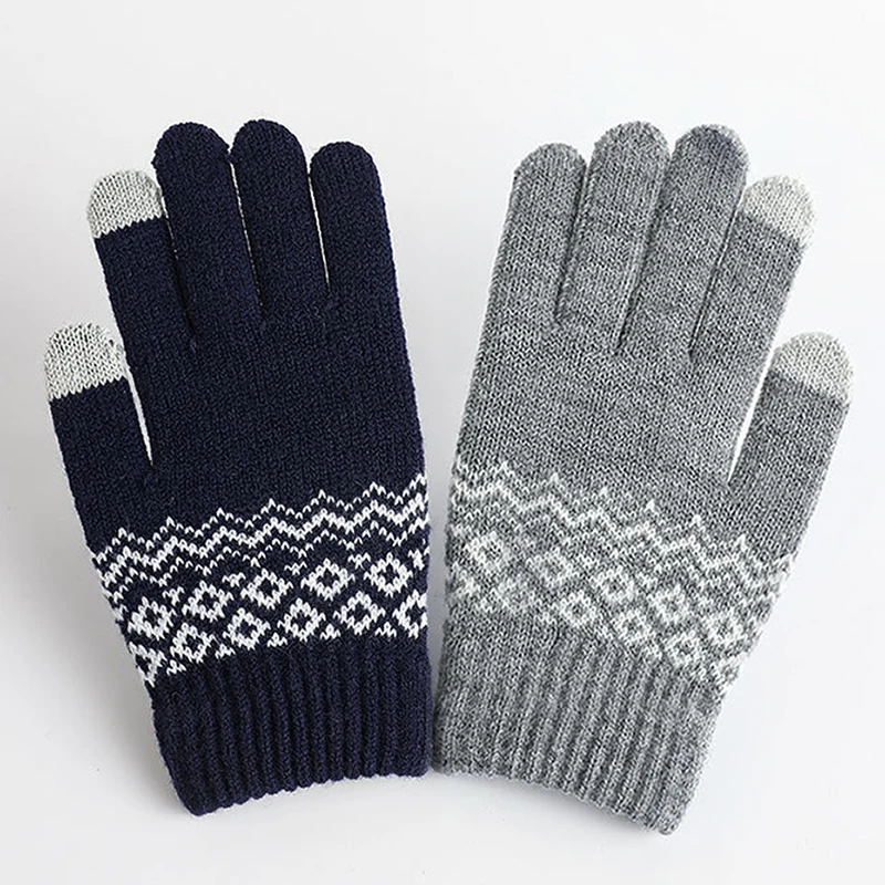 

Knitted Touch Screen Gloves For Winter Warmth, Women's Split Finger Wool, Plush, And Anti Cold Jacquard Warm Gloves