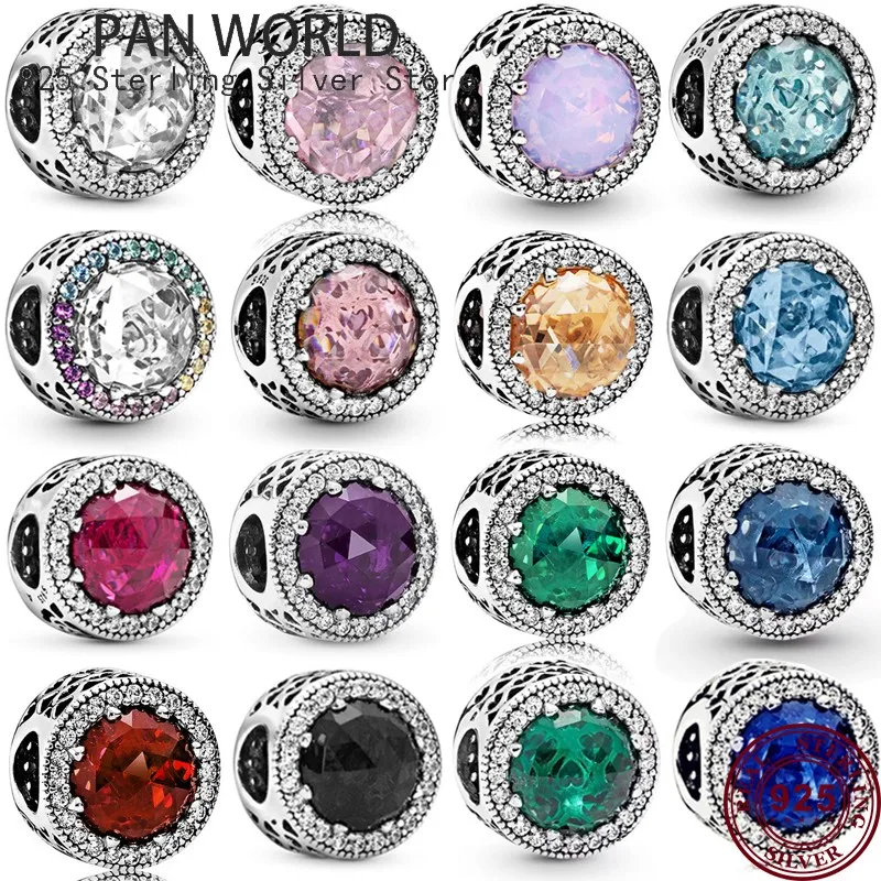Hot 925 Sterling Silver Fashion Ocean Heart Glittering Color Beads Suitable For Women's Original pan Bracelet Diy Jewelry