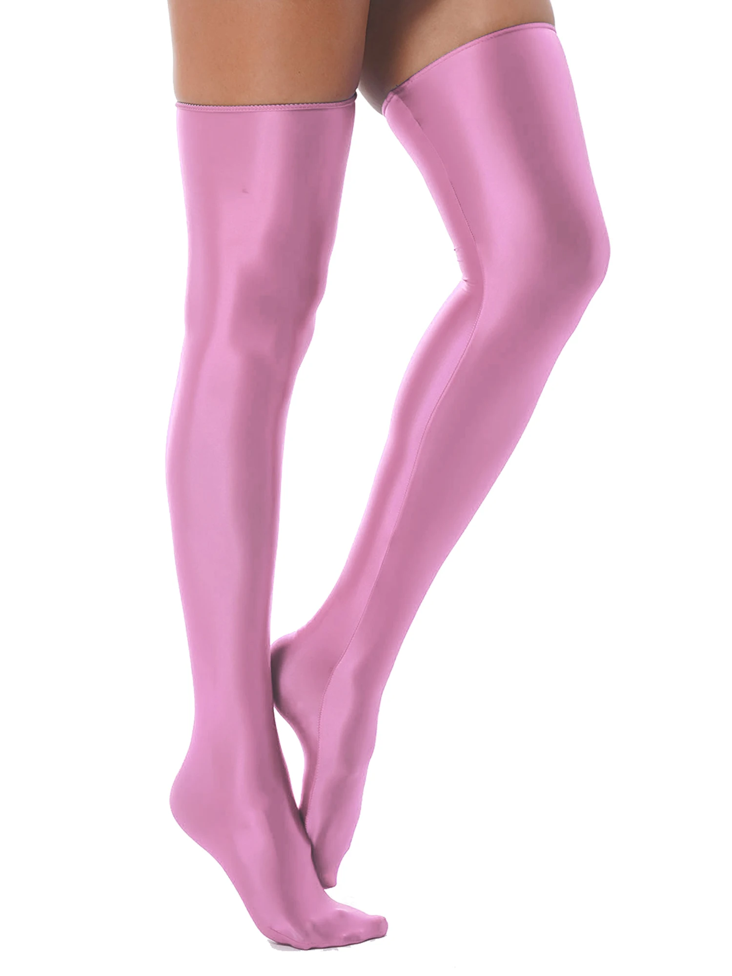 Women Oil Shiny Stockings Glossy Compression Thigh High Long Socks Elastic Solid Rave Party Clubwear Pole Dance Outfit