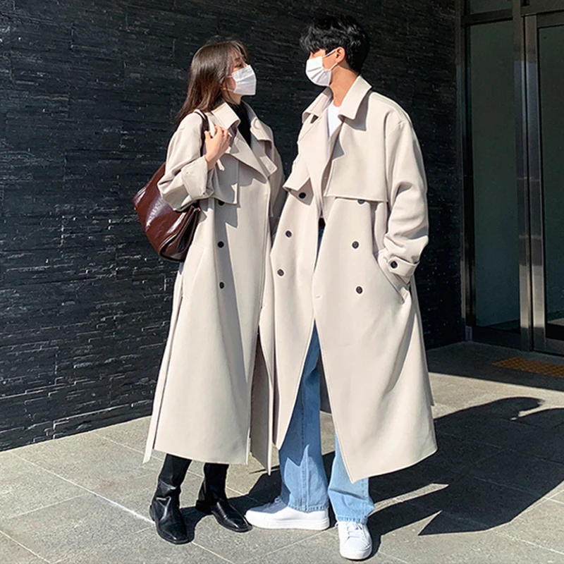 IEFB Autumn Winter Overcoat Men's Mid Length Coat Korean Fashion Loose Knee Over British Trench With Cotton Windbreakers 9C1874
