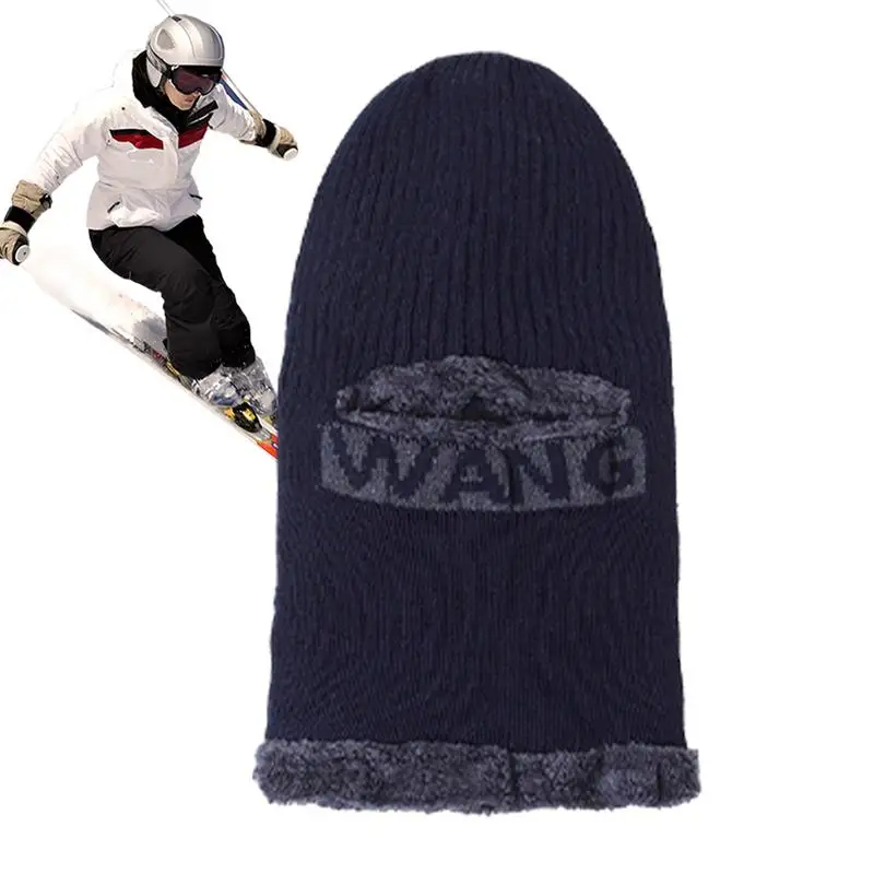 

Winter Face Covering Thicken Winter Hat With Face Cover Knitted Plush Warm Head Covering Comfortable Outdoor Hood For Winter