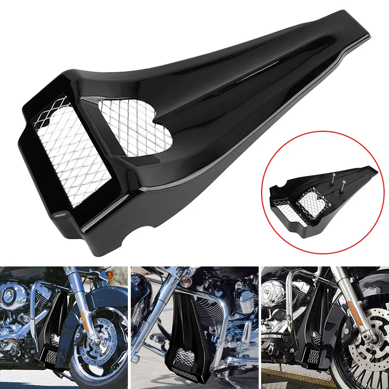 

Motorcycle Front Lower Black Radiator Grill Cover Fairing Spoiler For Harley Touring FLH Electric Road Street Glide 1997-2013