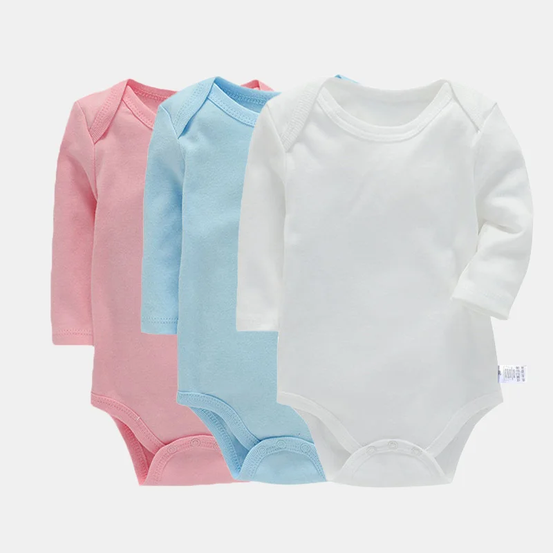 3Pieces/lot Bodysuit For Newborns Cotton Long Sleeve Infant Baby Girls Boys Jumpsuit Soft Solid Baby's Rompers 3-24Month