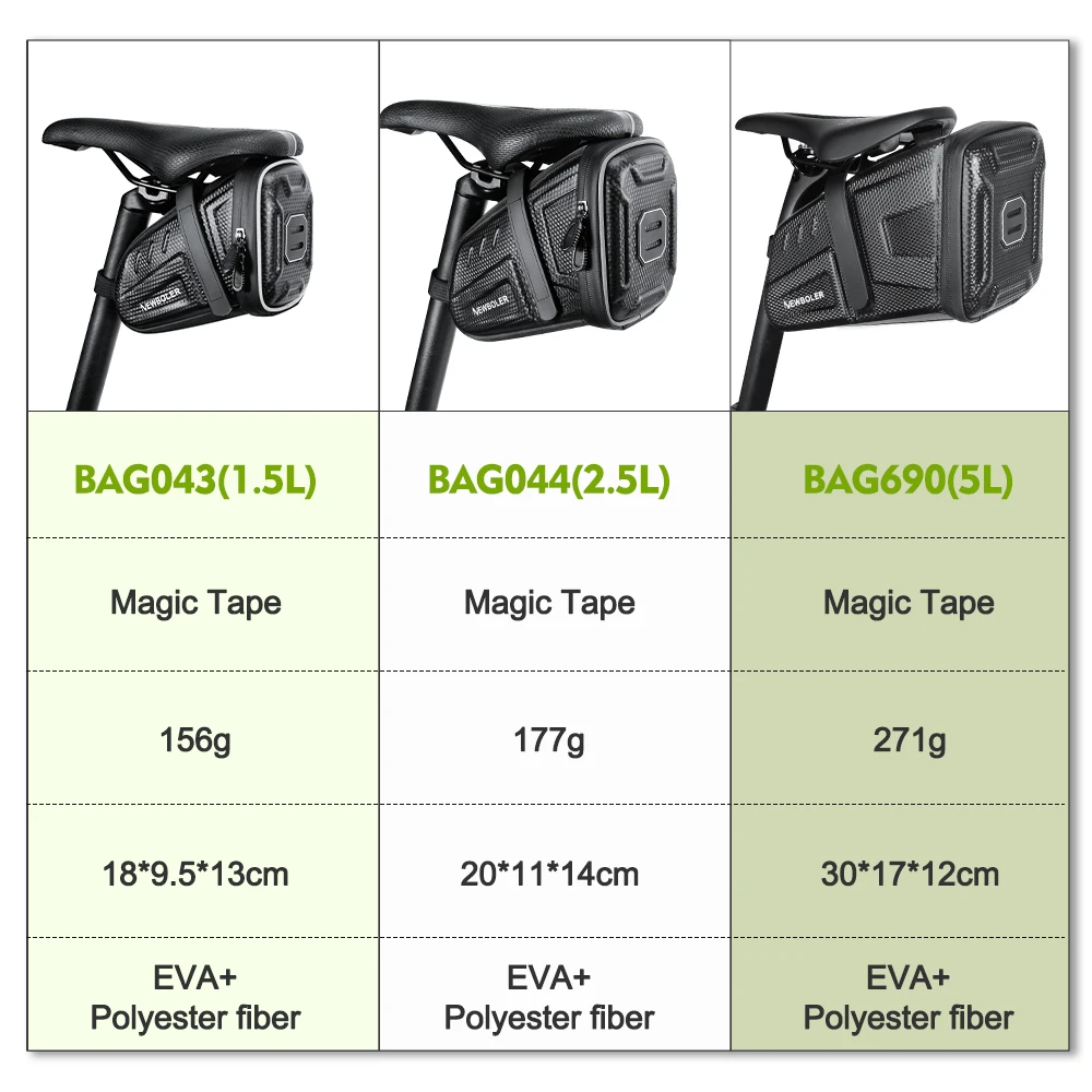 NEWBOLER 5L 방수 자전거 안장 가방 MTB 도로 자전거 안장 가방 반사 줄무늬 자전거 도구 가방 MTB 자전거 가방 액세서리