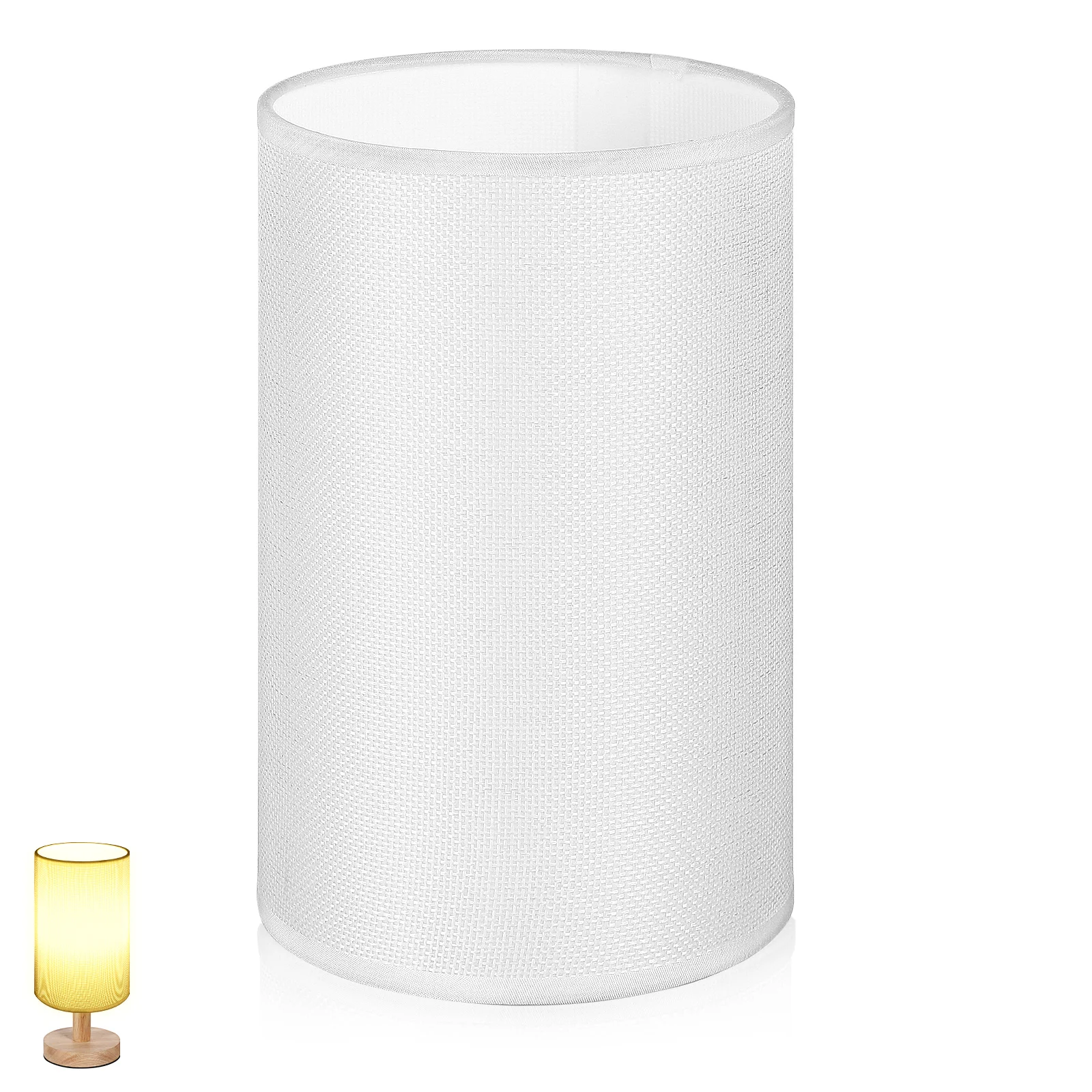 Desk Lamp Fabric Lampshade Ceiling Socket Accessory Cylinder Replaceable Table Light White Desktop Office