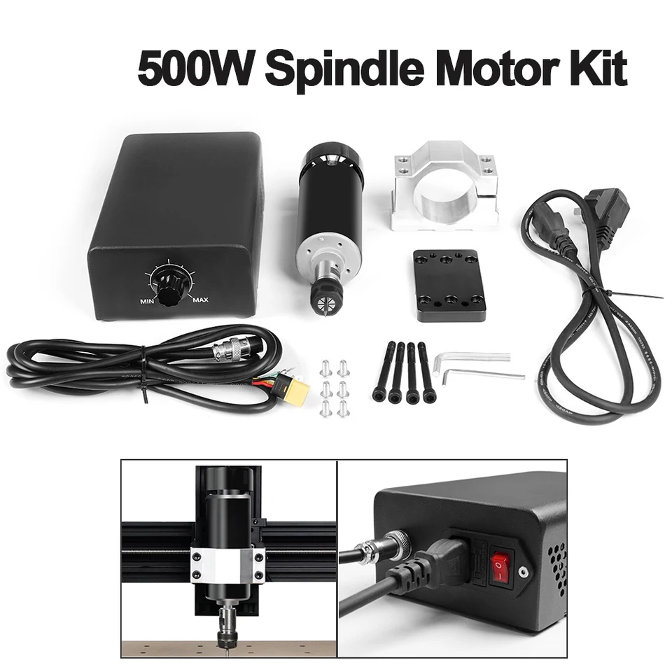 500W CNC Spindle Motor Kit Cooled Spindle+Clamps+Power Supply