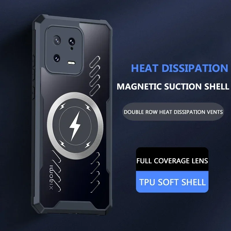 Custodia trasparente posteriore con dissipazione del calore in grafene a copertura totale per Xiaomi 14 13 13T 12 12s 12x Pro Ultra Anti-drop Casing Shell_voghion.com