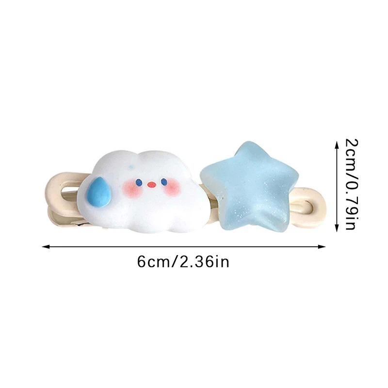 Cute Cartoon Cloud Jelly Stars Hair Clips Kids Lovely Shape Side Clip Y2K Star Hairpins Headband Fashion Girl Hair Accessories