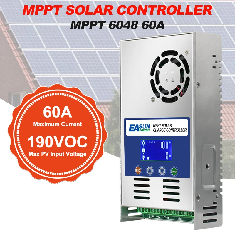 Regolatore Di Carica Solare Mppt 12V 24V 36V 48V 60A Solar Max Power Point Tracker Lifepo4 Regolatore Di Carico Della Batteria Al Piombo
