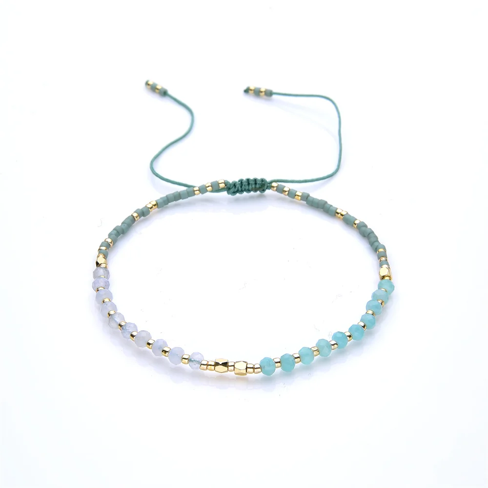 Kkbead mehrfarbige winzige Naturstein zierliche Armband Miyuki Rocailles Pulse ras verstellbare Seil Armbänder für Frauen Schmuck – Detail 5