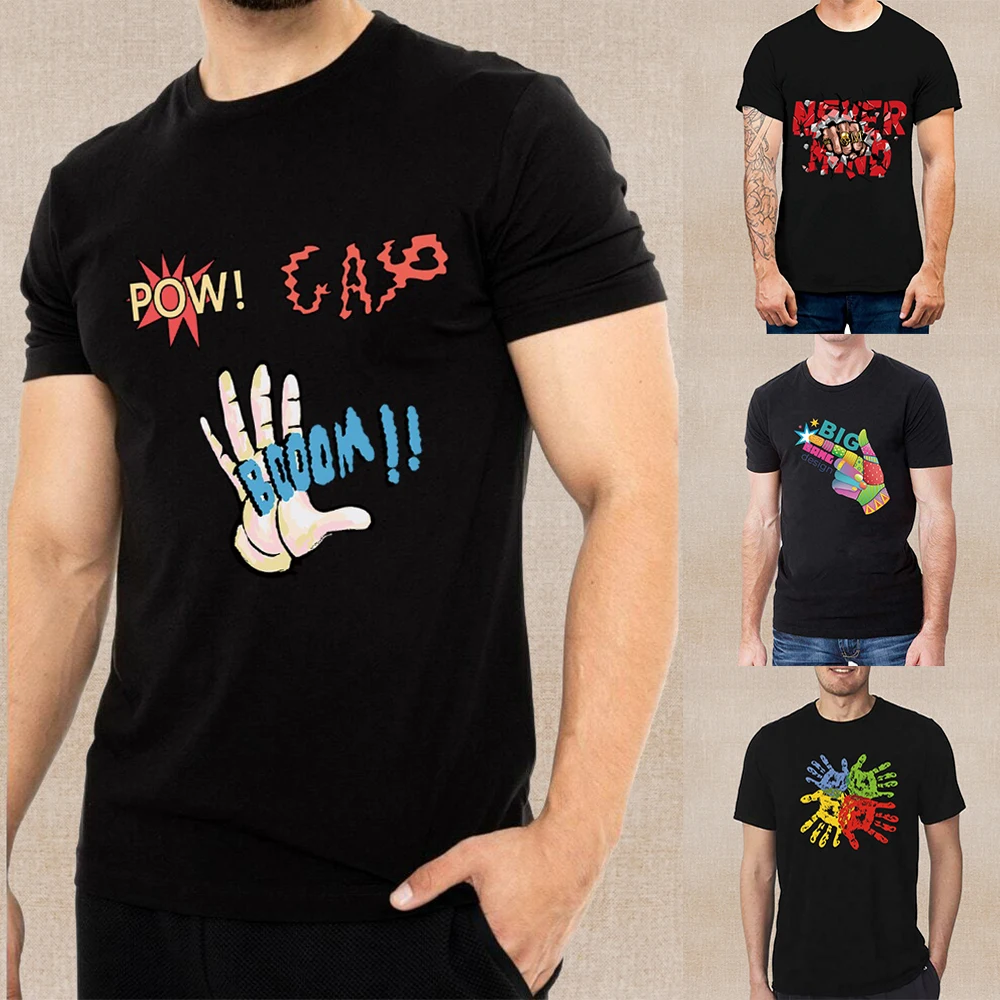 

Hip Hop Streetwear Harajuku T Shirt Girl Hand Pattern Print Tshirt 2024 Men Summer Short Sleeve T-Shirt Pullover Top Casual Tees