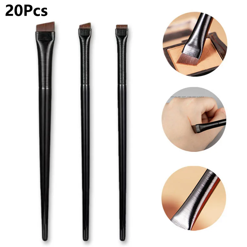 

20Pcs Thin Blade Eyeliner Brushes Professional Angled Eyeshadow Eyebrow Brushes Portable Eye Makeup Tools Travel Accessories