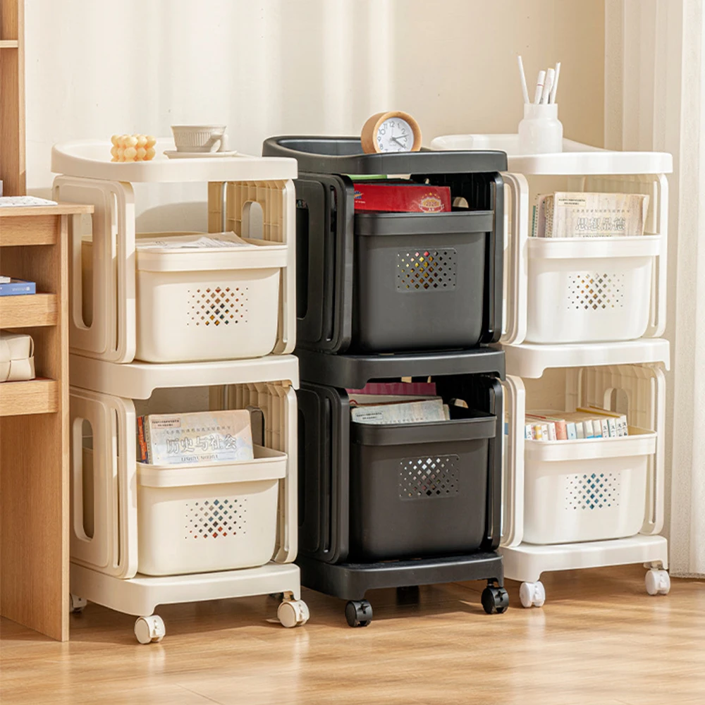 Mobile Rack Trolley Bookshelf With Drawer Kitchen Organizers And Cart Storage Rack Household Cart With Wheels Kitchen Organizers