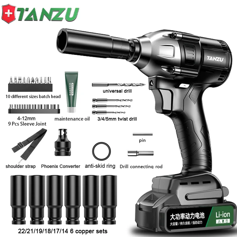 TANZUElectricImpactWrench21VBrushlessCordlessWrenchSocket