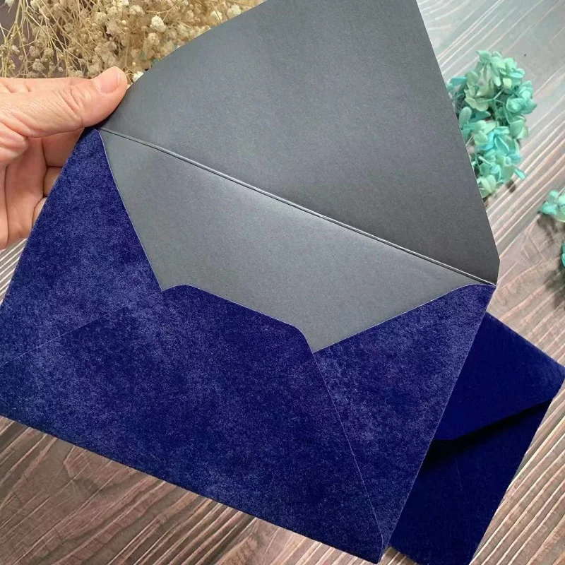 50pcs Luxury Velvet Envelope Red Green Navy Blue Pink Black