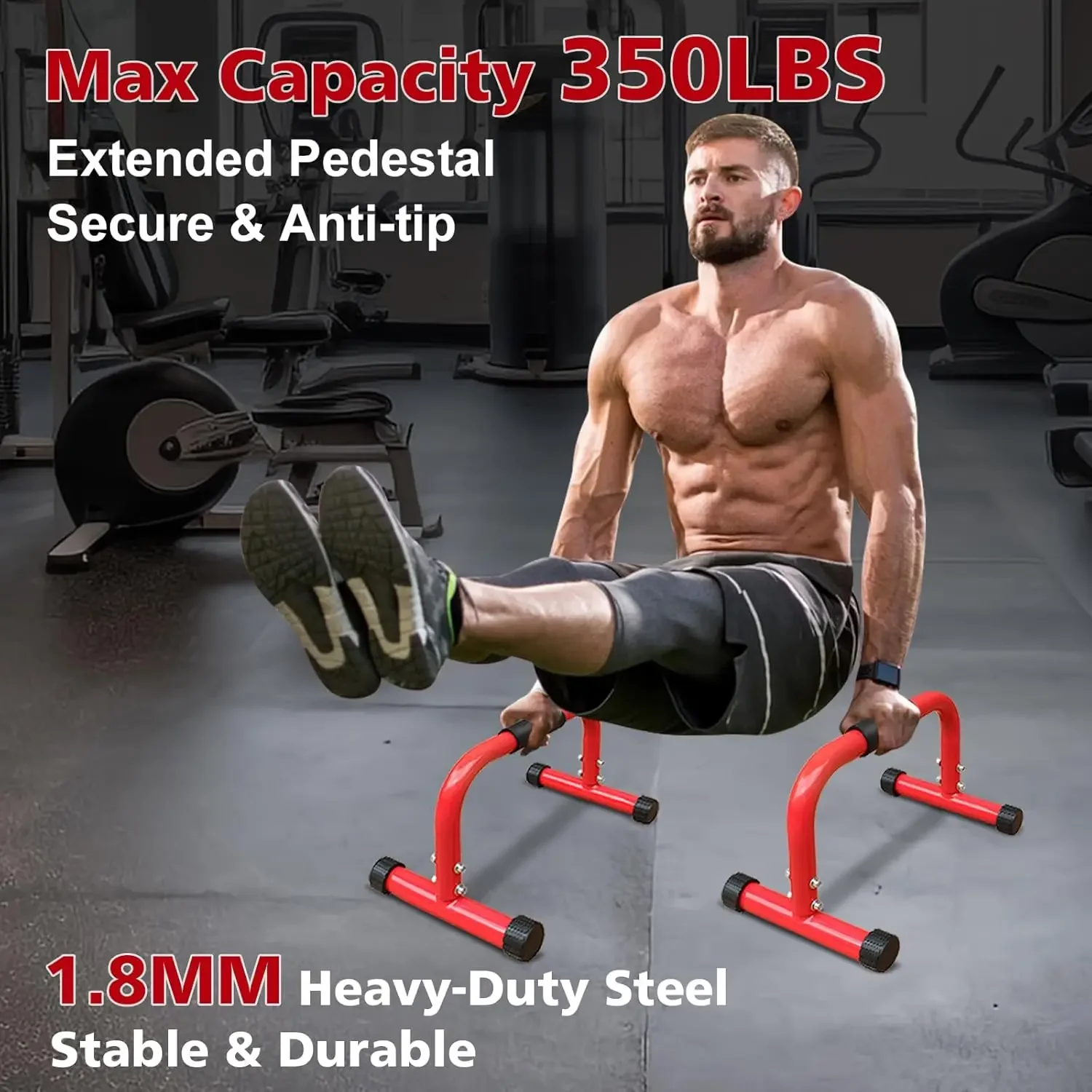 Dip Stand Station Adjustable Height Dip Station for Strength Training Heavy Duty Steel Parallel Push Up Stand