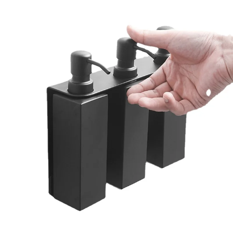 

304 Stainless Steel Soap Dispenser Hand Sanitizer Hotel Bathroom Wall Mounted Shower Gel Box Black 220ml