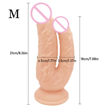 Double Dildos Stimulate Vagina and Anus Huge Penis with Suction Cup Erotic Double Head Phallus Soft Dick Sex Toys for Women 3