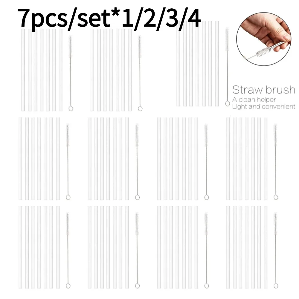 Reusable Plastic Straws for 20oz Tumblers with Cleaning Brush