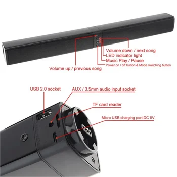 20W Bluetooth Speaker with Foldable Split Design - Ideal for TV or PC Soundbar Box Caixa Do Somdo som 3