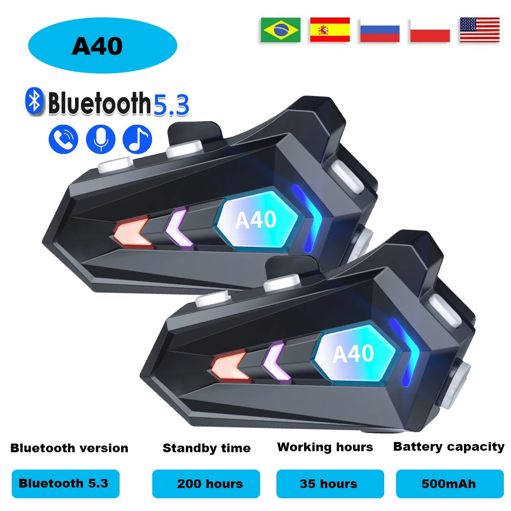 

Bluetooth-гарнитура для мотоциклетного шлема, беспроводные наушники с функцией громкой связи и RGB-подсветкой, водонепроницаемый эффект для езды на лыжах