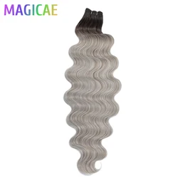 30 - Inch 200g Magicae Rainbow Brazilian Body Wave Synthetic Hair Bundle - 30inches - 200g - 76cm (Ombre Grey)