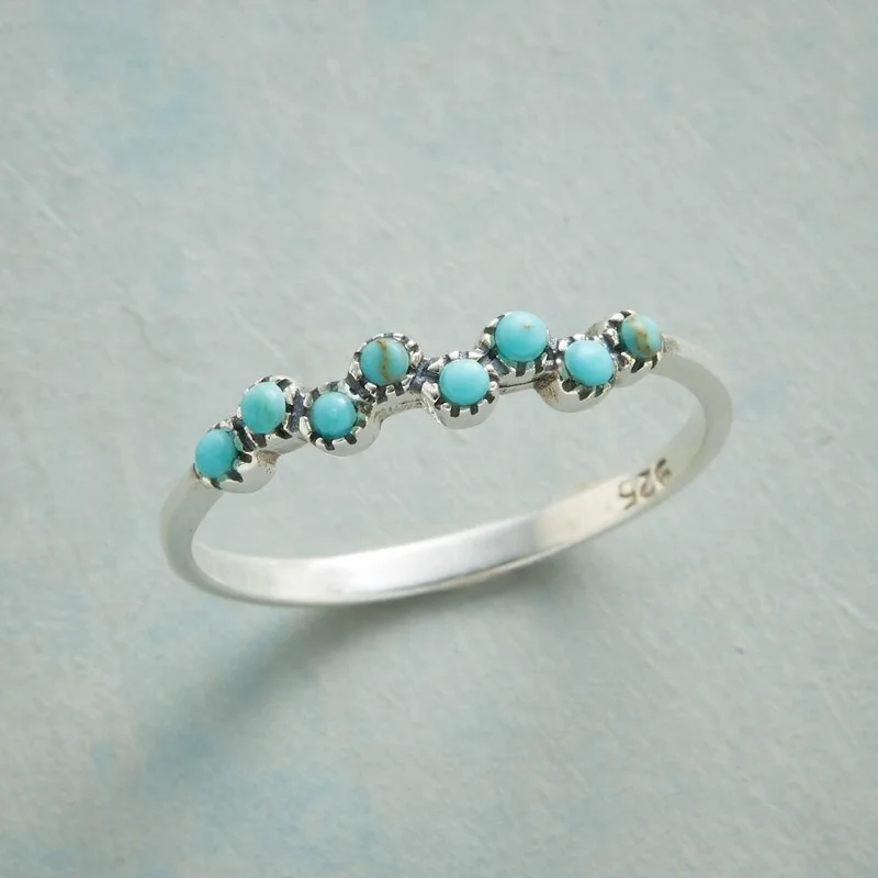Dainty Silver Color Tiny Reconstituted Green Stone Bubbles Cavort Ring Mermaid Kisses Rings Jewelry Bridemaids Gifts