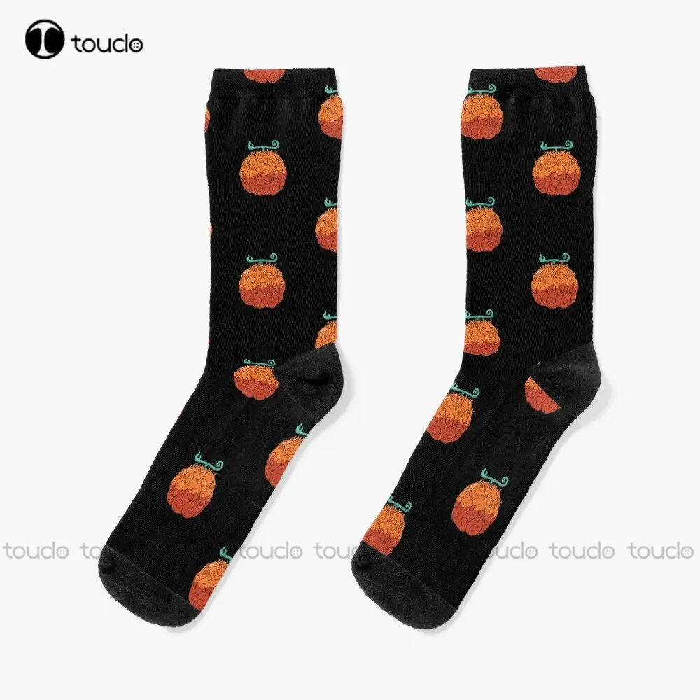 

Mera Mera No Mi - Ace/Sabo Devil Fruit Fruit Socks Black Socks For Men Personalized Custom Unisex Adult Teen Youth Socks Funny