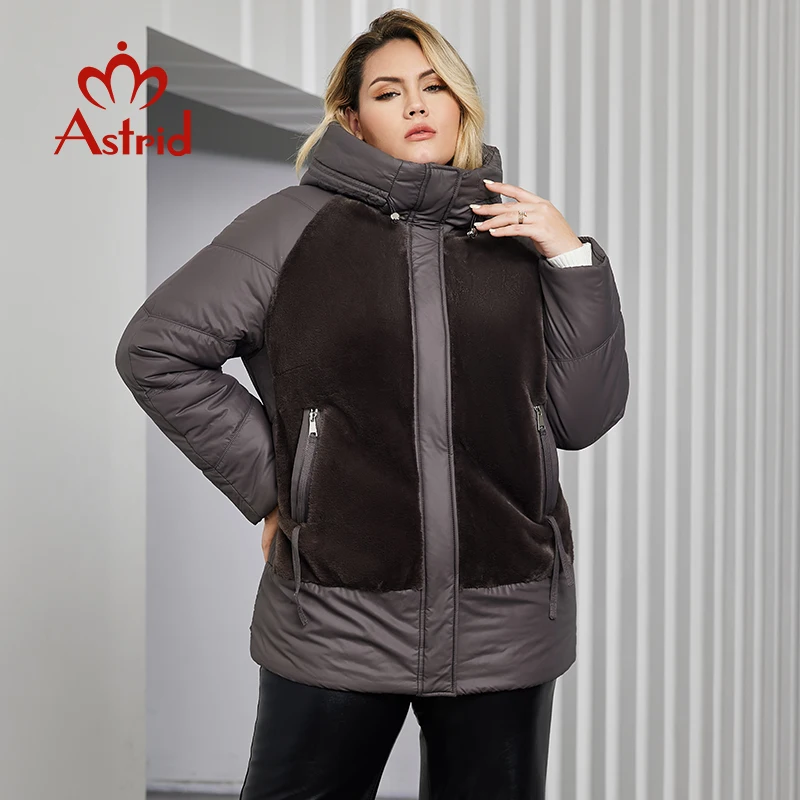 Astrid Plus Size Winter Jacket Women Faux Fur Stitching High Quality Wool  Warm Fashion Women's Parka Female Plush Coat Hooded - AliExpress