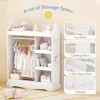 Kids Dress Up Storage with Mirror & 3 Hooks, Kids Closet with Armoire Costume Organizer for Bedroom 4