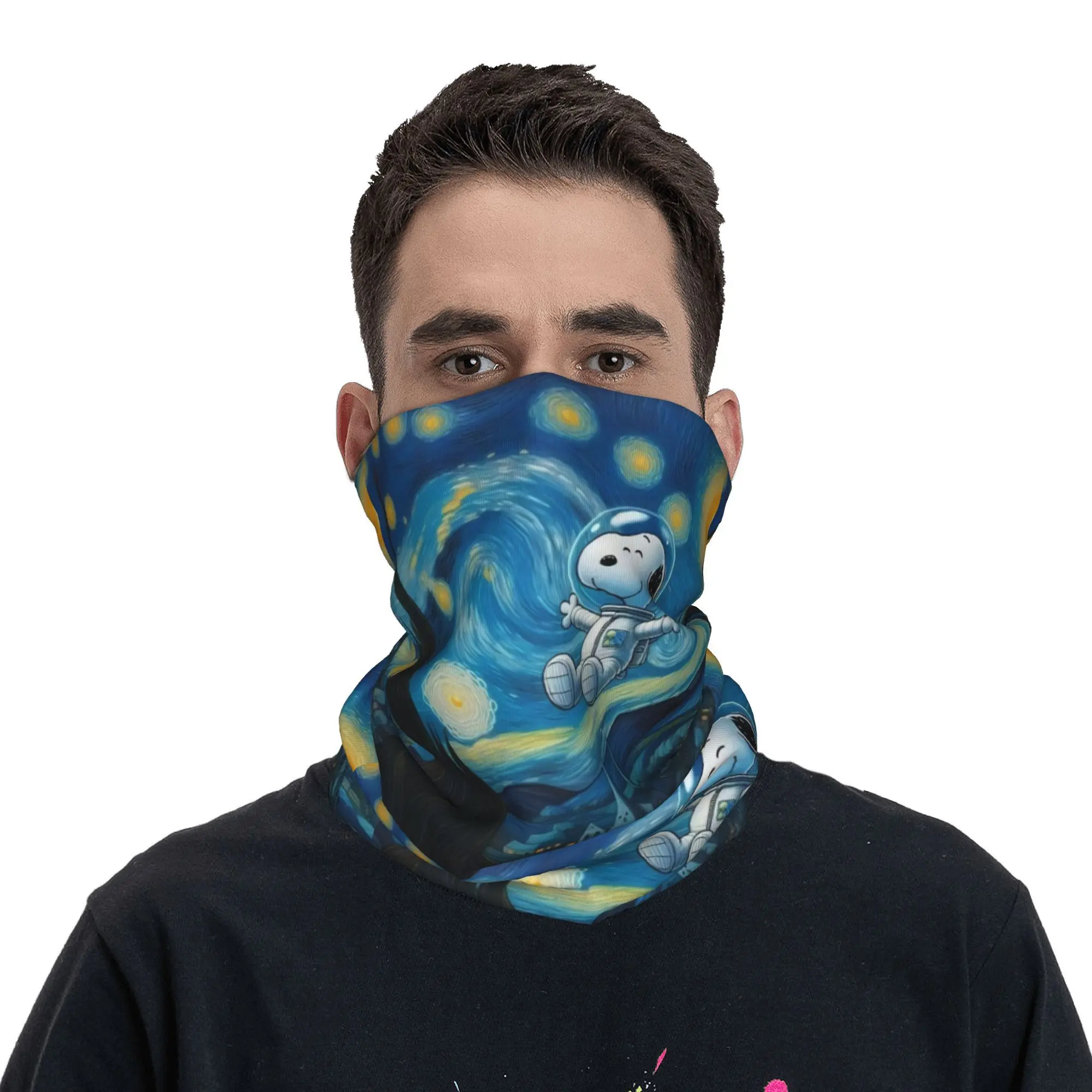 S-Snoopys The Starry Night Bandana Neck Warmer Women Men Winter Hiking Ski Scarf Gaiter Face Cover