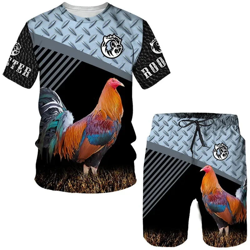 New Summer T-Shirt Da Uomo Set Funny Cock Camo 3D Printed T-Shirt Shorts Set Fashion Unisex Casual Sports Manica Corta
