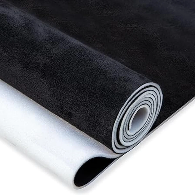 قماش من جلد الغزال غلاف مخملي داخلي للسيارة مع دعم رغوي لإصلاح تنجيد السيارات أقمشة سقف السماء مادة ذاتية الصنع باللون الأسود