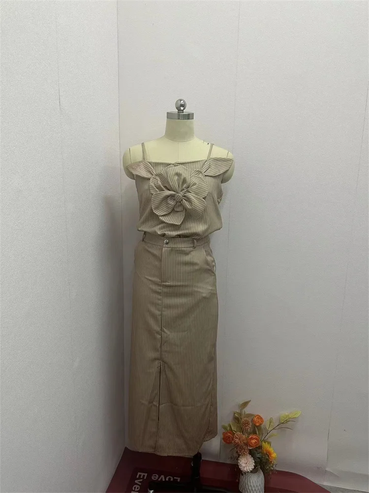 Wmstar Two Piece Set Women Summer Office Lady New Style Slip Bow Skirts Set Sexy Long Matching Suit Wholesale Shipping 2024