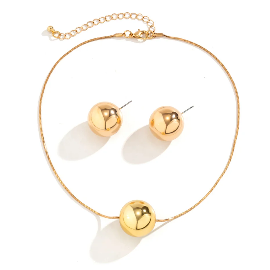 Hohe Qualität Punk Big Ball Anhänger Schlange Knochen Kette Halskette Stud Ohrringe für Frauen Vintage Choker Schmuck Auf Den Hals Geschenk Neue – Detail 11