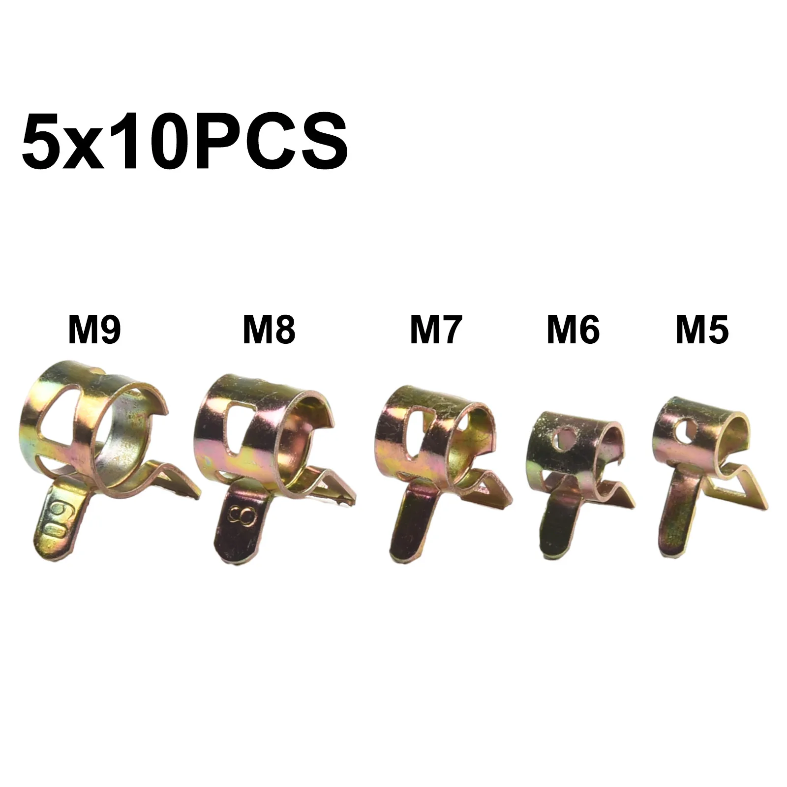Spring Clip Clamps Hose Clamps Spring Clamps 50Pcs/set Tube Clamps 5/6/7/8/9mm Car Auto Spring Clip Fuel Oil Water Hose Pipe Tube Clamp Fastener 5 Sizes Parts