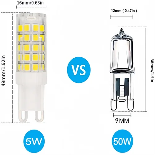 가장 밝은 G9 LED 램프, 세라믹 SMD2835 LED 전구, 따뜻하고 차가운 흰색 스포트라이트, 할로겐 조명 교체, AC220V 5W 7W 9W 12W 4