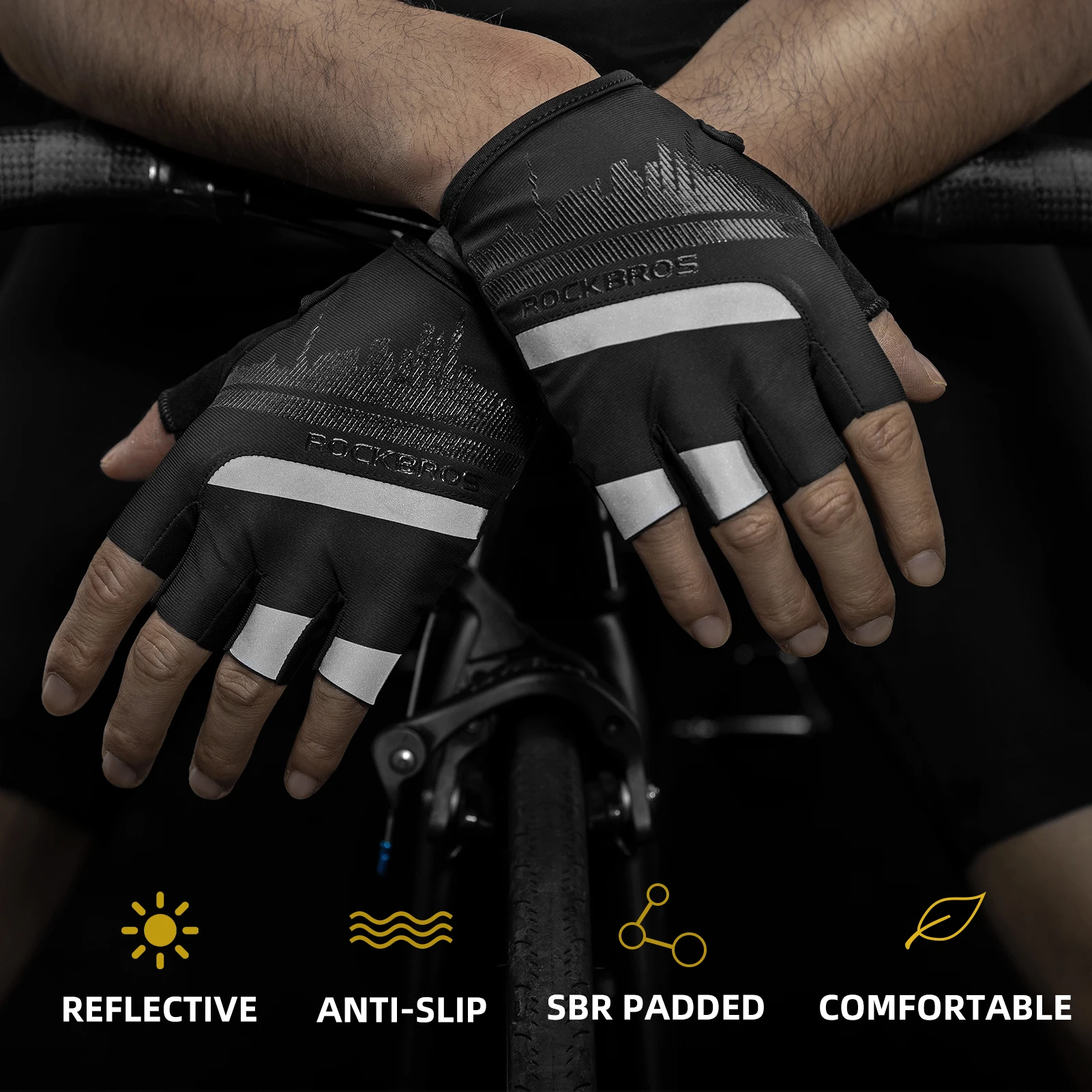 Cycling Gloves Sport Gloves Sports Half Finger Gloves ROCKBROS Summer Cycling Gloves Half Finger Shockproof Breathable Gym Gloves Men MTB Fingerless Bicycle Cycling Equipment