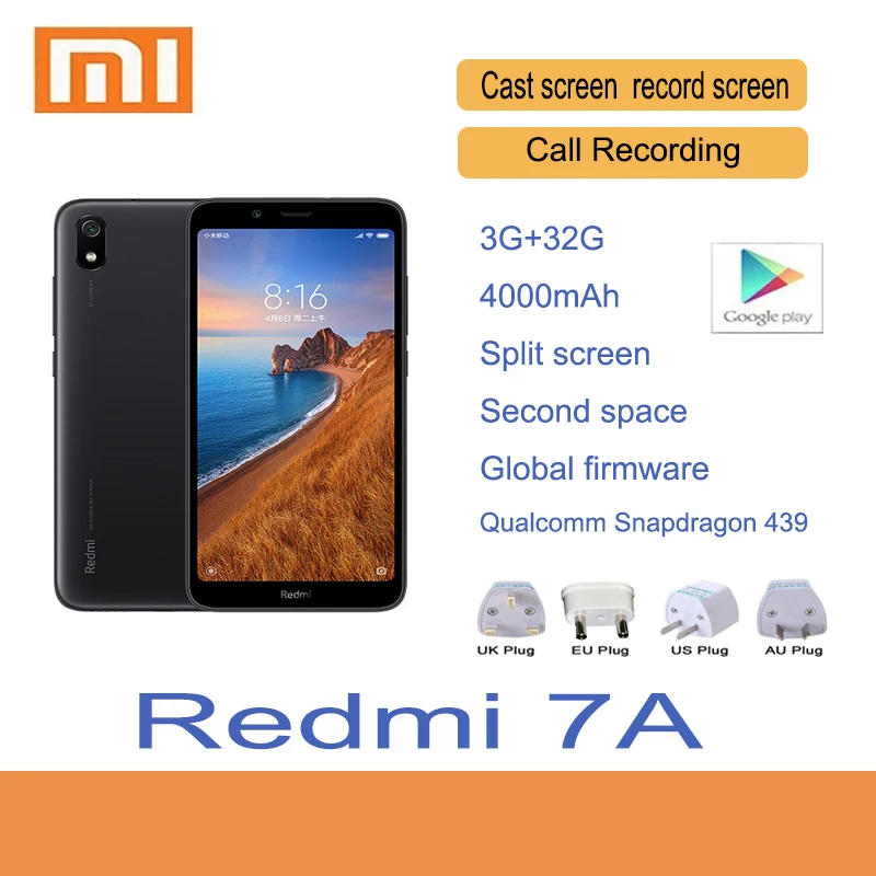 Xiaomi Redmi 7A Smartphone mobile phone bal Framework Celular Googleplay 3GB 32GB 4000mah Battery Snapdragon 439 Processor | Мобильные