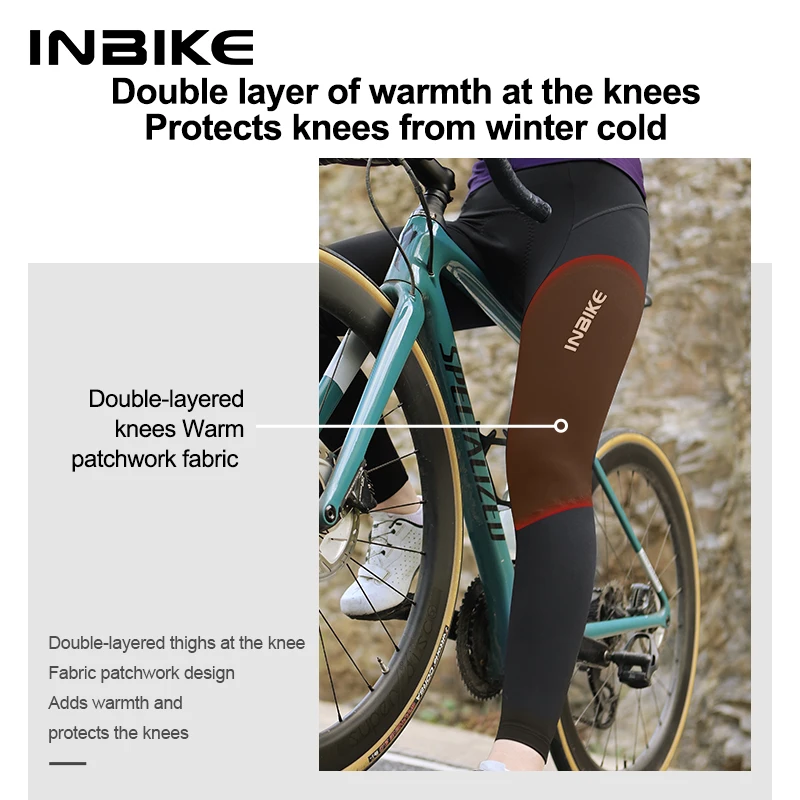 INBIKE Sports Tights Women Gel Pad Thermal Fleece Bicycle Leg Warmers Women's Cycling Tights Legging Trouser Bike Riding Clothes
