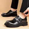 British Cowhide Platform Metal Buckle Leather Shoes for Men Designer Soft-soled Men's Wedding Shoes Fashion Business Shoe Male 2