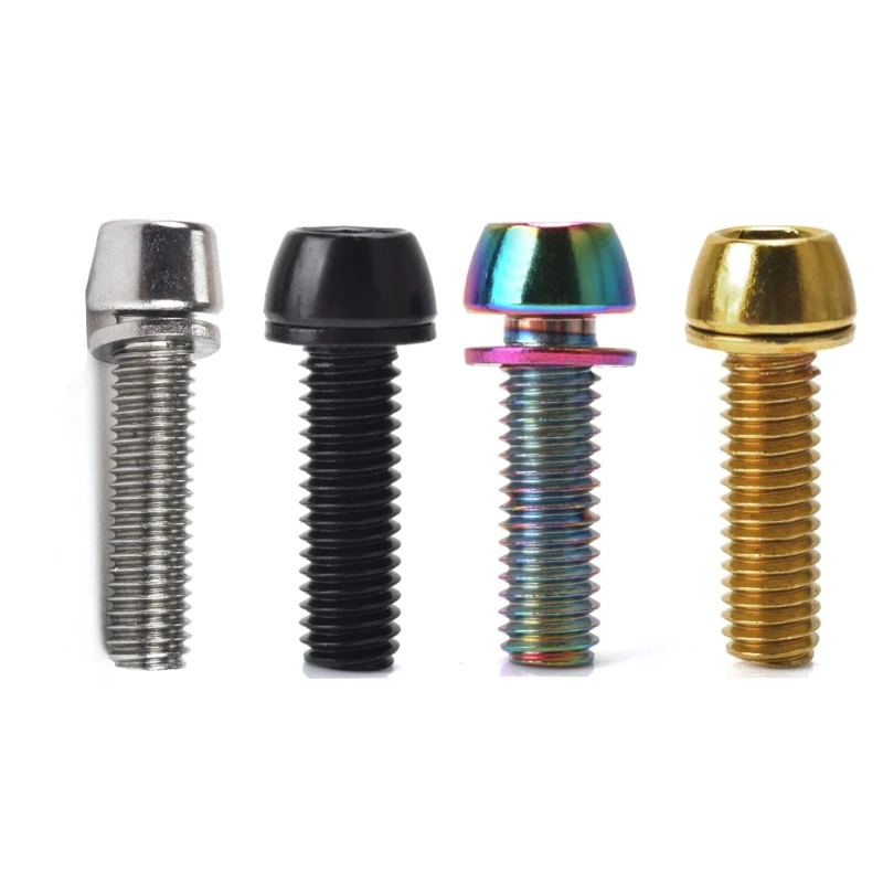 New 10Pcs M6x20mm Bicycles Stem Screw Tapered Head Bolts Screws with Washers