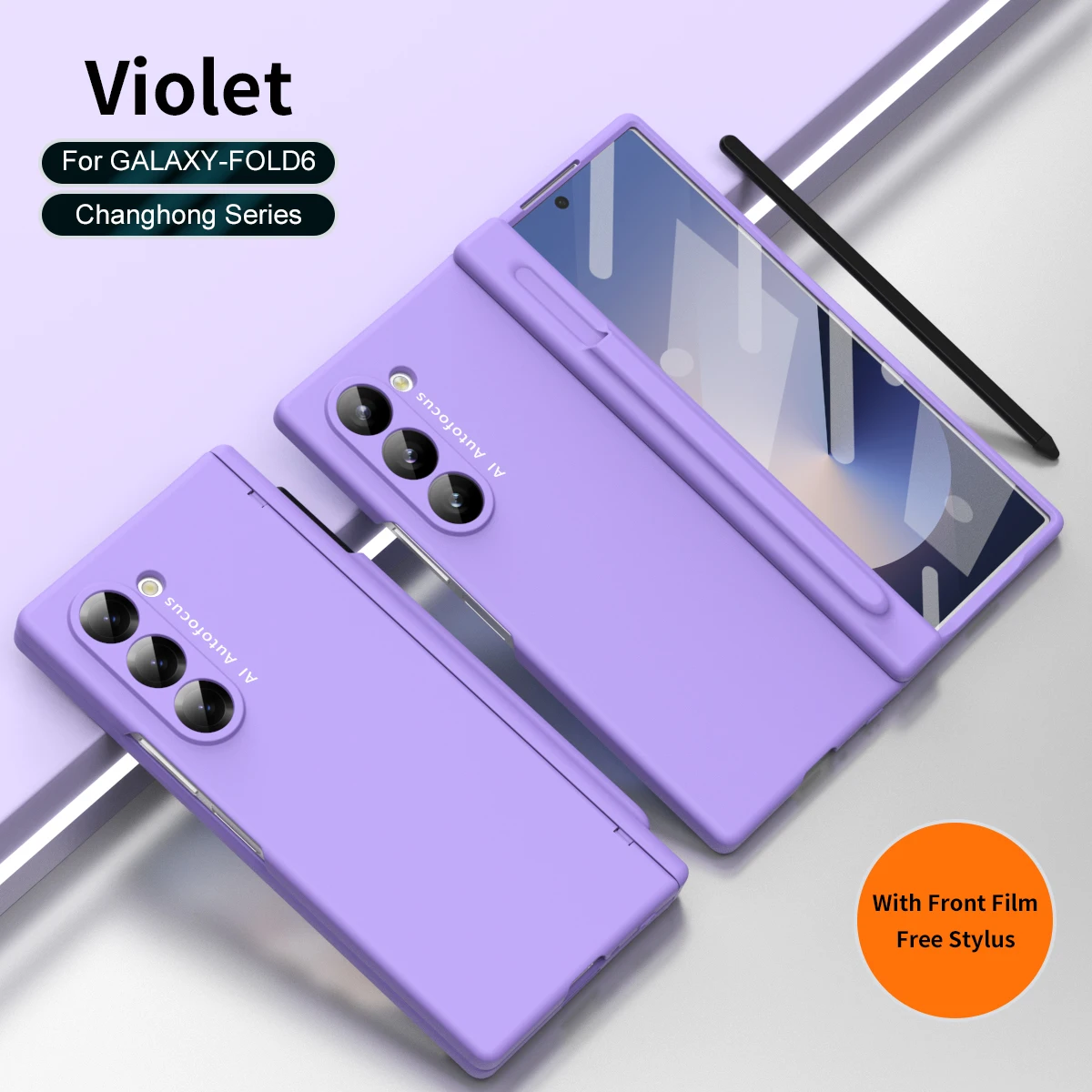 Macaron-stil frostat hårt PC-skal för Samsung Galaxy Z Fold 6 5 4 3 2 med glasskärmskydd med pekpenna_voghion.com