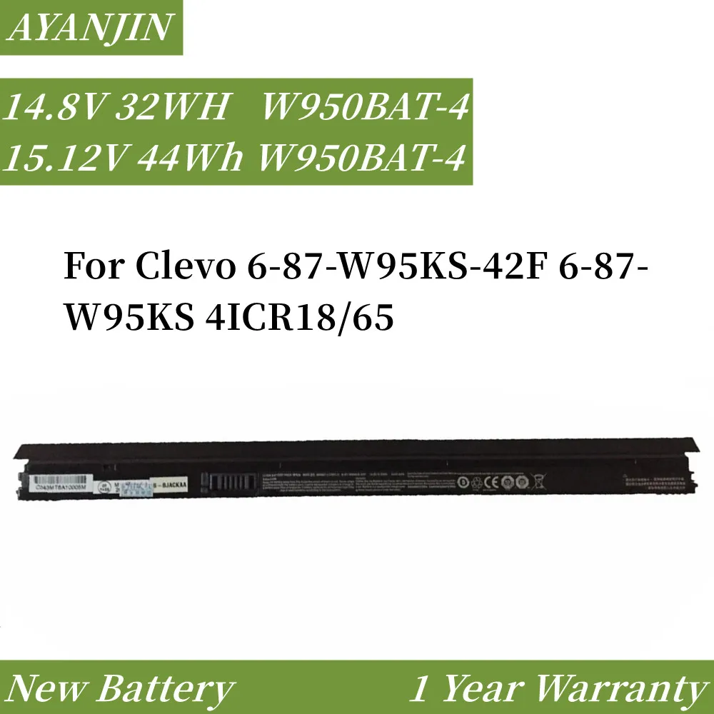 Bateria Nova do Portátil para Clevo 687-w95ks-42f 697-w95ks 4icr18 65 Bateria 14.8v 32wh 15.12v 44wh W950bat4