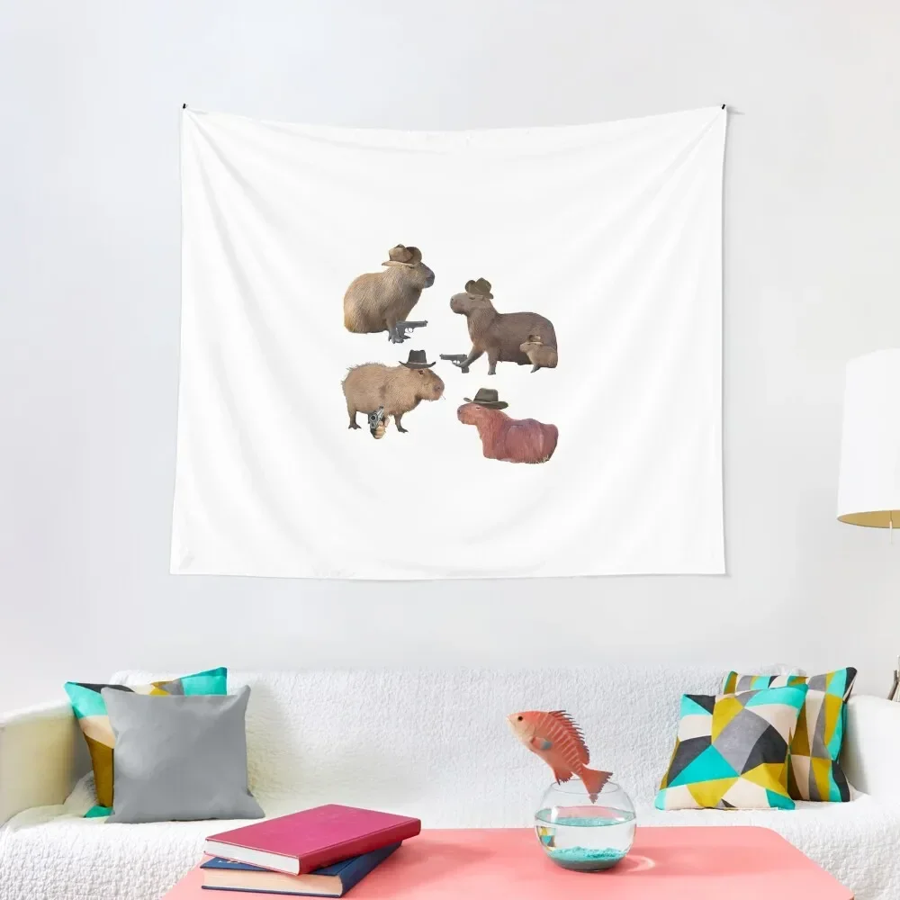 

Cowboy Capybara , Capybara Gift , Capybara Family Tapestry Wall Coverings Aesthetic Room Decors Room Decorations Tapestry